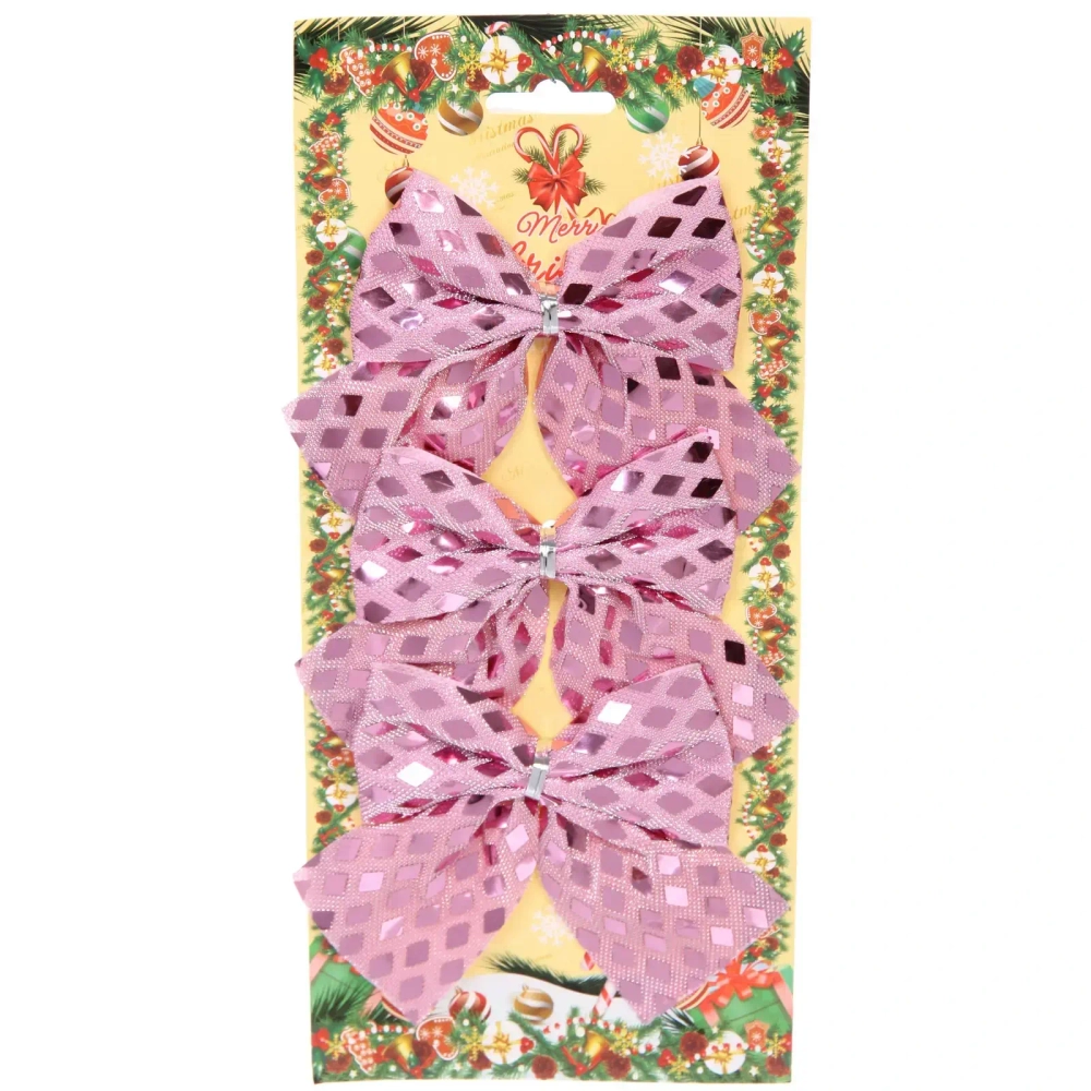 Бант на ёлку «Сказочные переливы» 9*10 см (набор 3 шт), Розовое золото