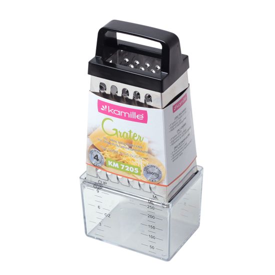 Терка кухонная с контейнером Kamille KM 7205 из нержавеющей стали (4 типа лезвий)