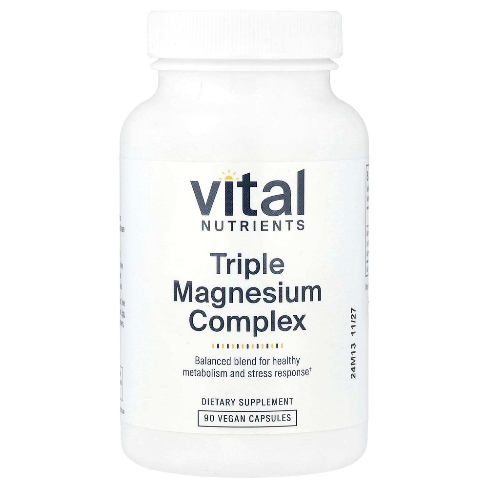 Vital Nutrients, Комплекс тройного магния, 500 мг, 90 веганских капсул (250 мг в 1 капсуле)