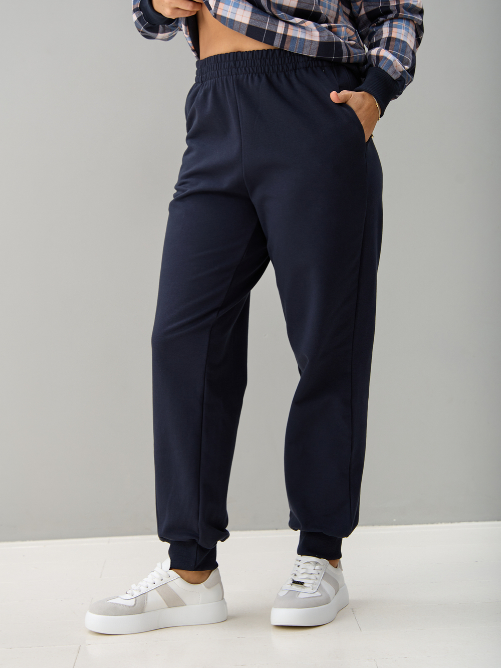 Костюм с брюками КБ-90М/клеткасиний-бежголубой