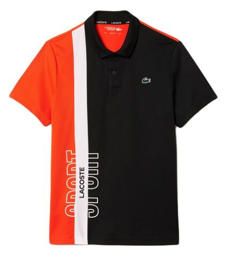 Теннисное поло Lacoste Regular Fit Recycled Knit Tennis Polo Shirt - black/orange/white - Black