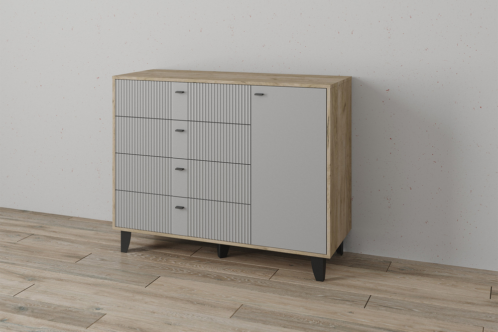 Комод Катрин-13, Дуб крафт серый, Серый