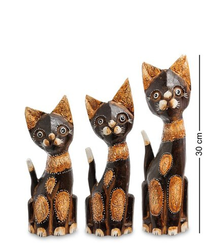 99-101 Фигурка «Кошка» н-р из трех 30,25,20 см (албезия, о.Бали)