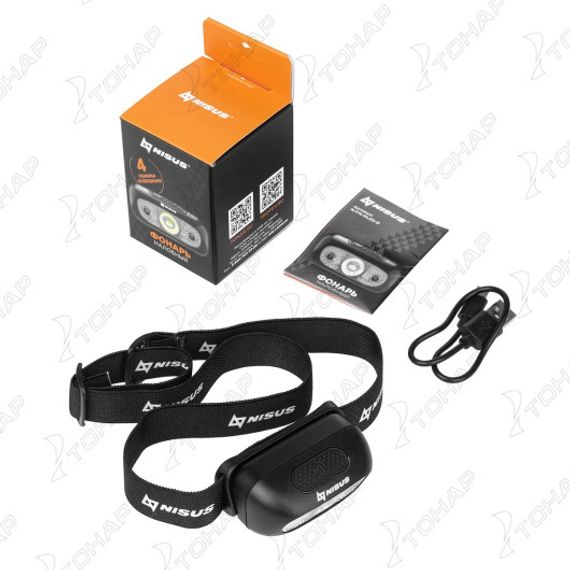 Фонарь налобный 200 LM, IP44, USB (N-FN-HL05-D) NISUS