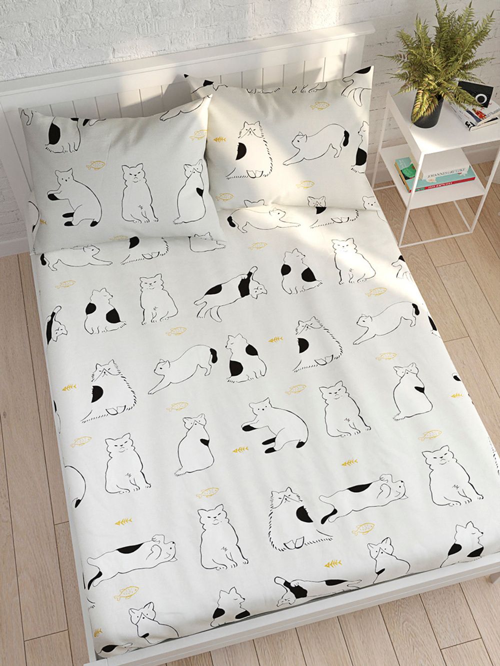 Простынь Сказка "Котики на сером" 150х215 см, перкаль