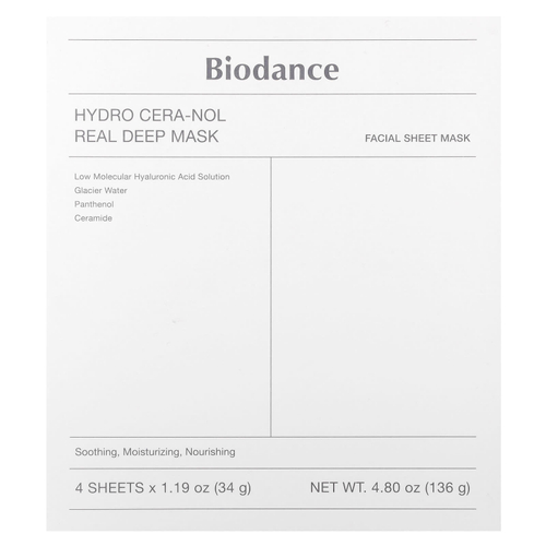 Biodance, Hydro Cera-Nol Real Deep Beauty Mask, 4 шт., 34 г (1,19 унции)