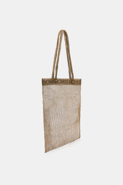 ZARA СУМКА ИЗ МЕТАЛЛИЧЕСКОЙ СЕТКИ С ЗАКЛЕПКАМИ, ЗОЛОТИСТЫЙ