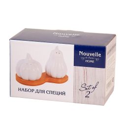 Набор для специй солонка/перечница на бамбуковой подставке "Naturel" 12,5х7х8,5см (подарочная упако