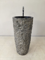 Раковина напольная из андезита Pedestal Black Marmo MN-65921 40х40х90 из натурального камня