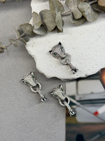 Замочек под ювелирный тросик "Гепард" с цирконами, родий