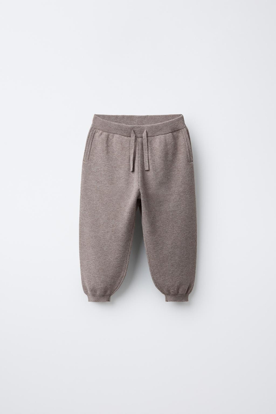 ZARA ТРИКОТАЖНЫЕ БРЮКИ-ДЖОГГЕРЫ, ЭКРЮ/БЕЖЕВЫЙ