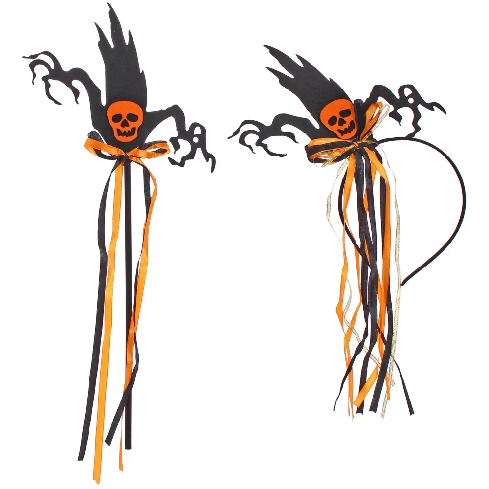 Набор карнавальный «Helloween - Зловещий череп» (ободок, палочка)