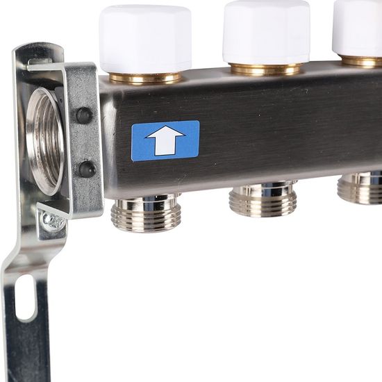 Коллектор Rommer 1"x3/4" на 12 контуров с расходомерами (нерж. сталь) RMS-1200-000012