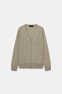 ZARA КАРДИГАН ИЗ 100% СВЕРХМЯГКОЙ ШЕРСТИ, СЕРО-КОРИЧНЕВЫЙ МЕЛАНЖ