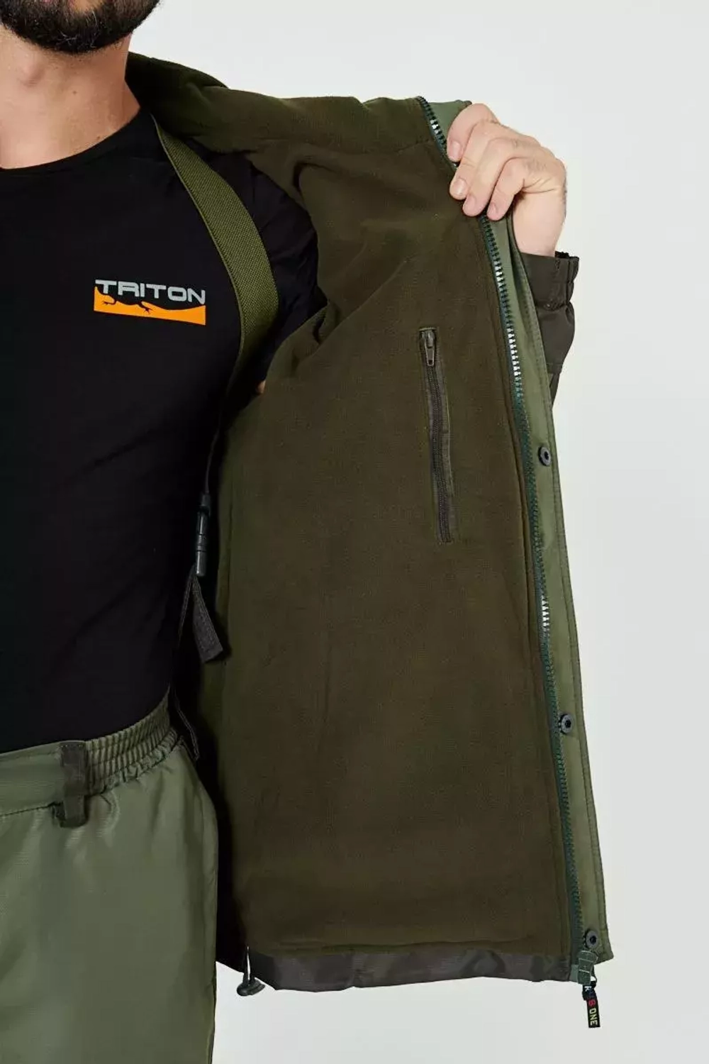 Демисезонный мужской костюм Onerus Горный -5 (Таслан,Флис) Тёмный хаки