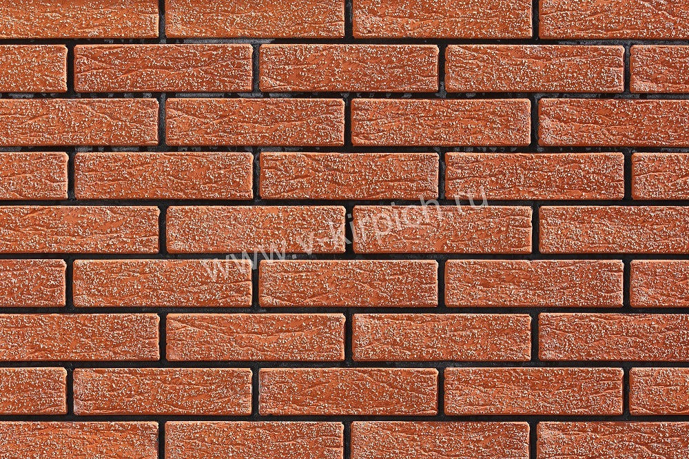 Кирпич лицевой Воротынский одинарный красный, кварц руст