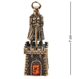 AM-2700 Колокольчик «Крепость Рыцарь с мечом» (латунь, янтарь)