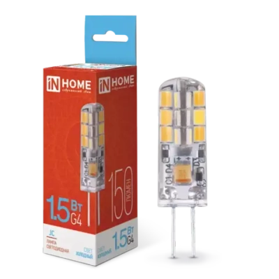 Лампа светодиодная LED-JC 1.5Вт 12В G4 6500К ХОЛОДНЫЙ 150Лм IN HOME