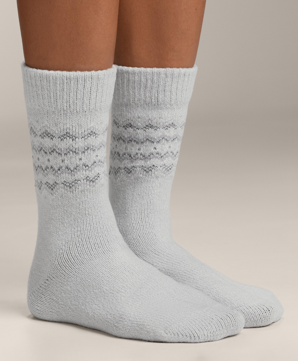 OYSHO Набор из двух пар классических жаккардовых носков, светло-серый меланж