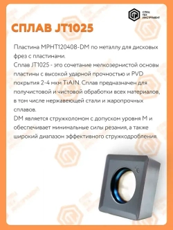 Пластина MPHT120408-DM JT1025 STI 3 штуки СпецТехинструмент