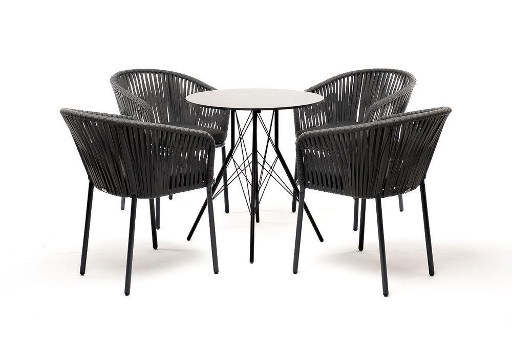 "Конте" обеденная группа на 4 персоны, круглый стол, цвет "серый гранит"