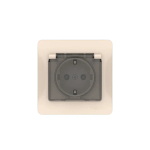 GLOSSA РОЗЕТКА с зазем. со шт. с прозрач. крышкой, 16А, IP44, в сборе, быстрозажим. клем., БЕЖЕВЫЙ