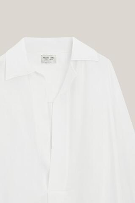 Massimo Dutti Рубашка из льняной смеси с драпировкой - Limited Edition, белый
