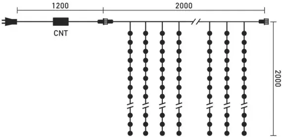 Светодиодный занавес 2*2 м., 400 белых LED ламп, облегченный, прозрачный провод ПВХ, LTC (PCL400NOT-10-2W)