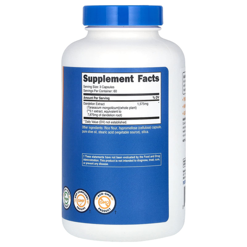 Nutricost, Экстракт одуванчика, 180 капсул (525 мг в каждой капсуле)