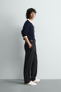 ZARA СВИТЕР СВОБОДНОГО КРОЯ С V-ОБРАЗНЫМ ВЫРЕЗОМ, МОРСКОЙ СИНИЙ