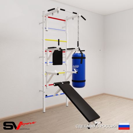 Шведская стенка Sv Sport 5072 (Турник стандарт/Брусья/Стойка/Скамья/Цепь/Мешок 22кг)