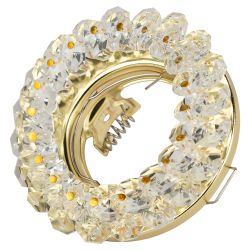 Светильник встраиваемый декоративный ЭРА DK16 GD/WH под лампу MR16 GU5.3 декор с хрусталиками прозрачный/золото | Декоративные встраиваемые светильники