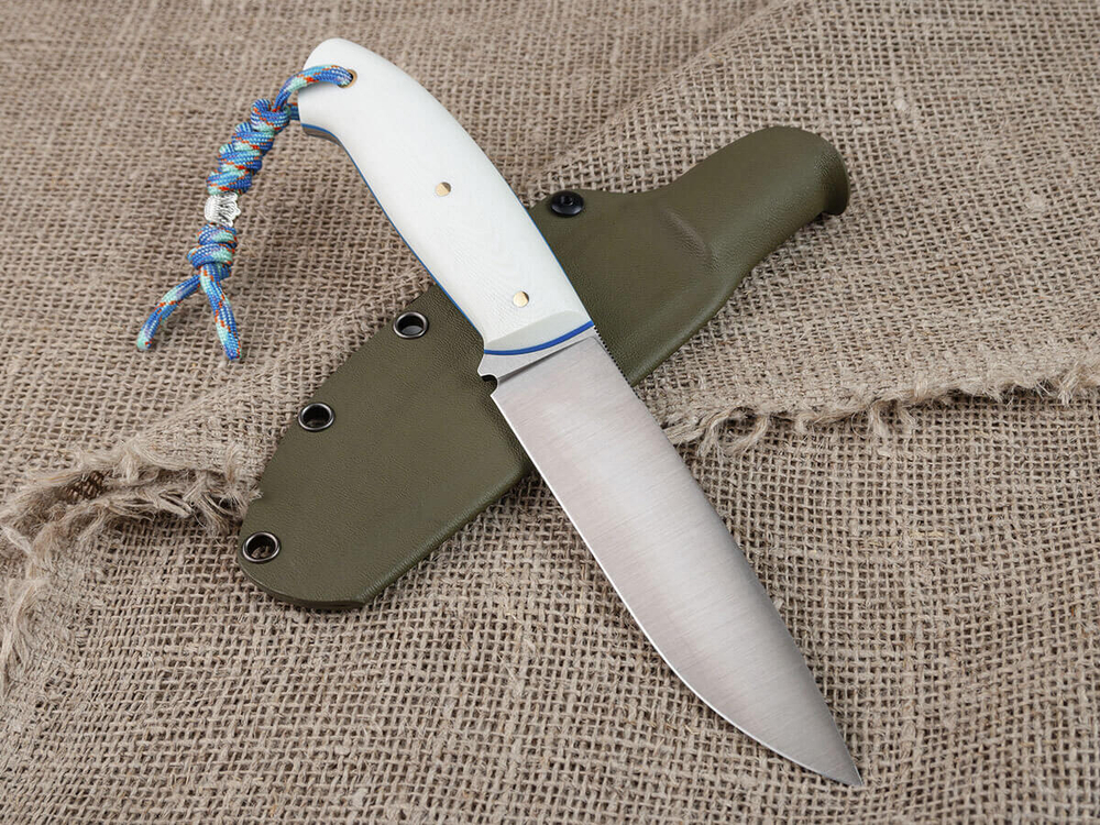 Нож для бушкрафта "Охотник", сталь VG-10/Elmax, рукоять G10 (белая)