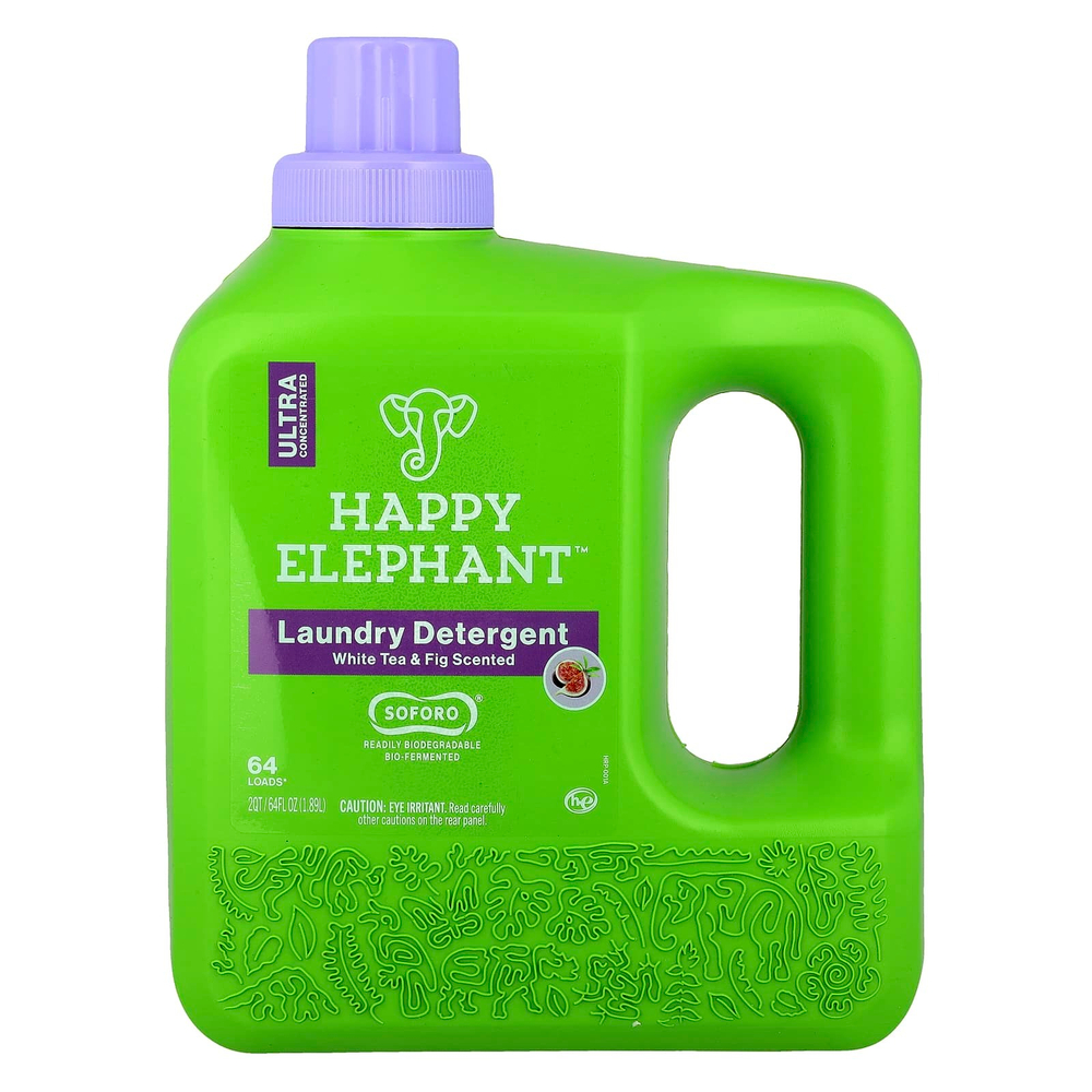 Happy Elephant, Средство для стирки, белый чай и инжир, 1,89 л (64 жидк. Унции)