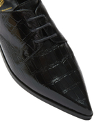 Женские кожаные туфли чёрные с тиснением под рептилию