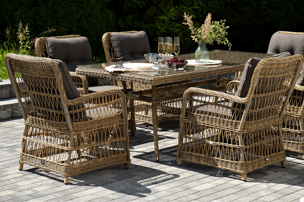 "Цесена" обеденная группа плетеная из искусственного ротанга, цвет графит