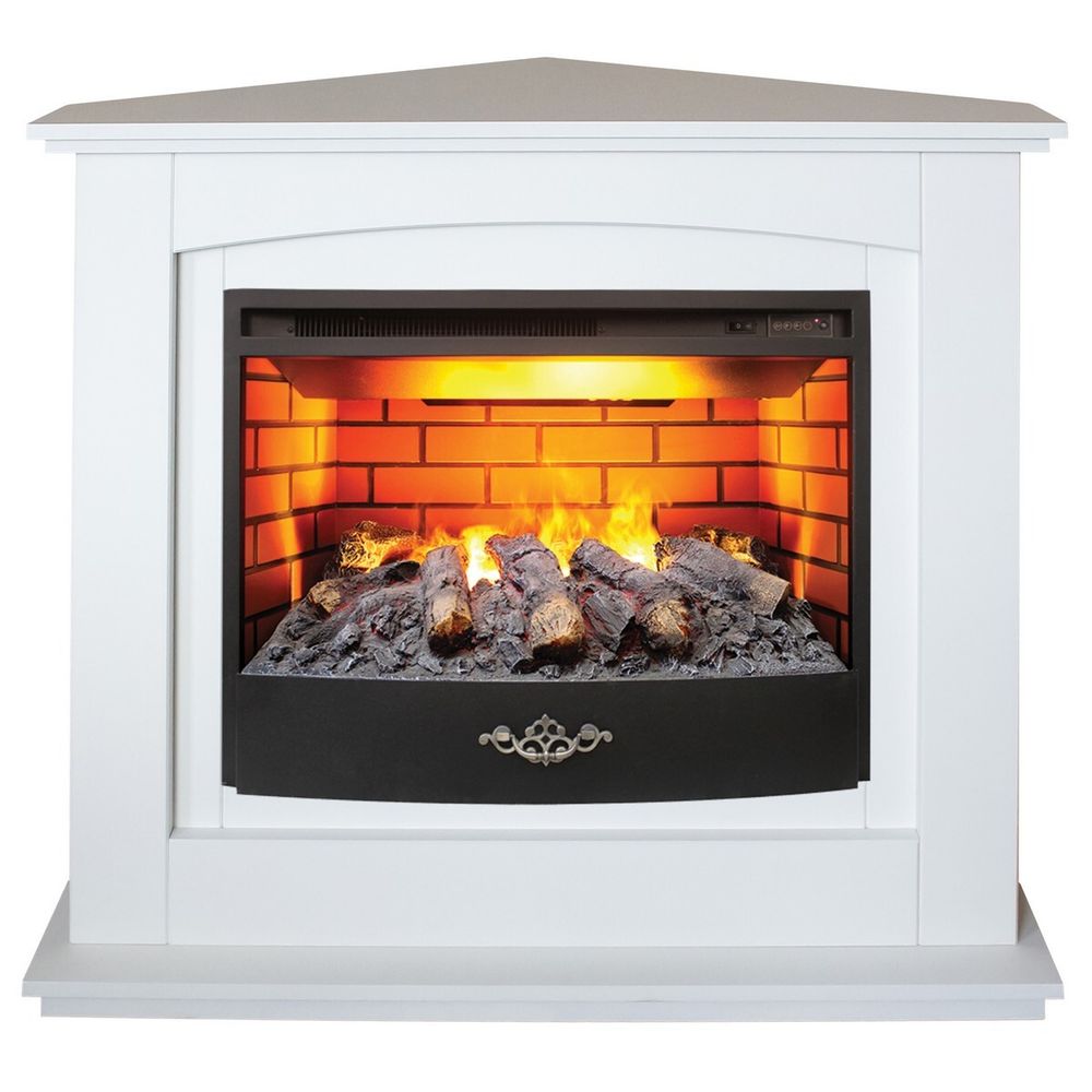 Электрокамин RealFlame Canada Corner 25,5 WT белый с очагом 3D Firestar 25,5