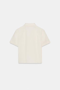 ZARA РУБАШКА ИЗ ПОПЛИНА С ВОЛАНАМИ И ЗАКЛЕПКАМИ, ЭКРЮ