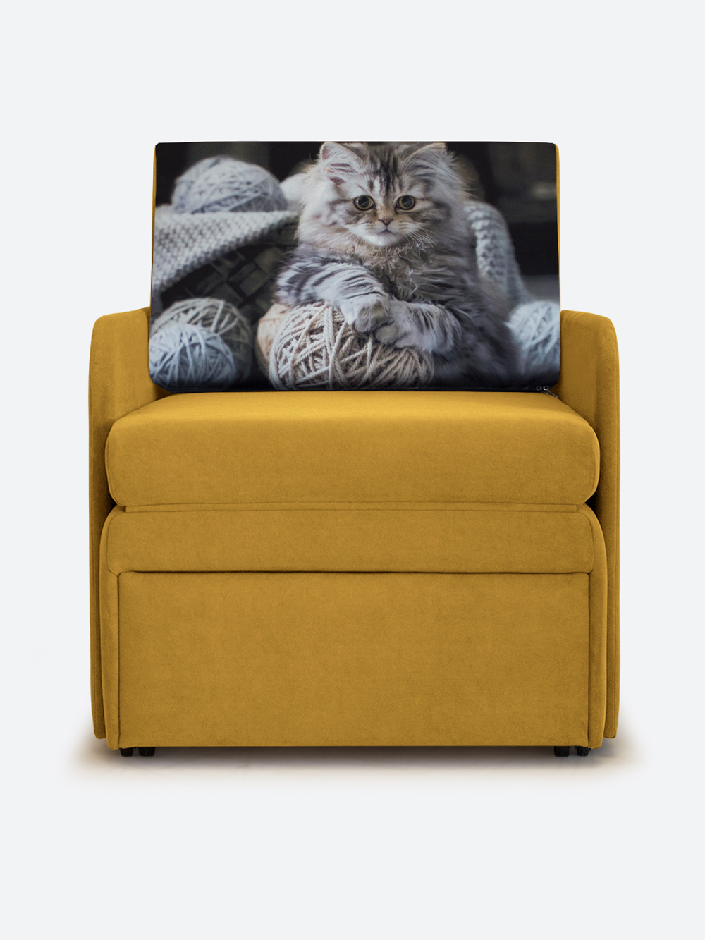 Кресло-кровать "Миник" с подлокотниками, купон Котенок в клубках