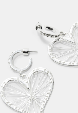 STRADIVARIUS Металлические серьги-сердечки, серый