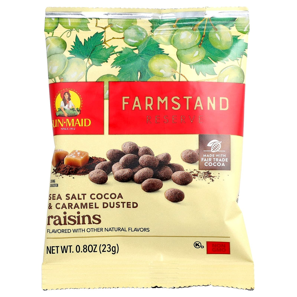 Sun-Maid, Farmstanding Reserve™, изюм, с морской солью, какао и карамелью, 5 пакетиков по 23 г (0,8 унции)
