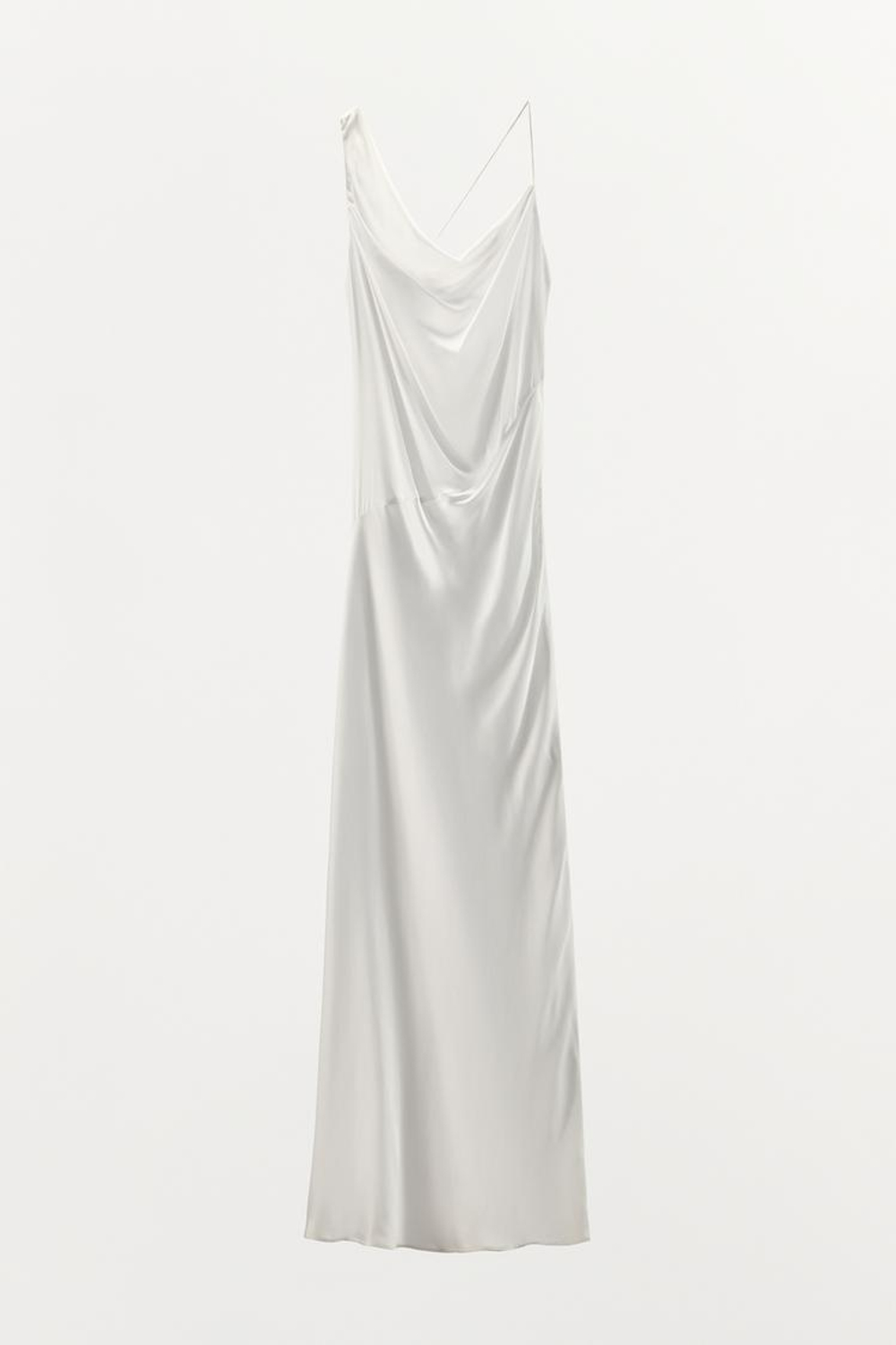 ZARA АТЛАСНОЕ ПЛАТЬЕ С ОТКРЫТОЙ СПИНОЙ, СВЕТЛЫЙ ЭКРЮ