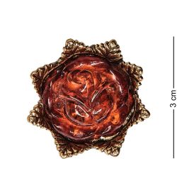AM-2489 Кольцо «Розочка» (латунь, янтарь)