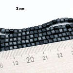 Бусина Куб, стекло, цвет черный, размер 3 мм, цена нить 38 см
