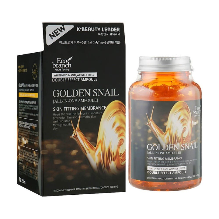 Сыворотка для лица Eco branch Golden Snail All-in-One Ampoule ампульная с муцином улитки 250 мл