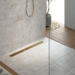 Душевой лоток Drain System 900 DS230109/17 Золото матовое, с вставкой «Lines»