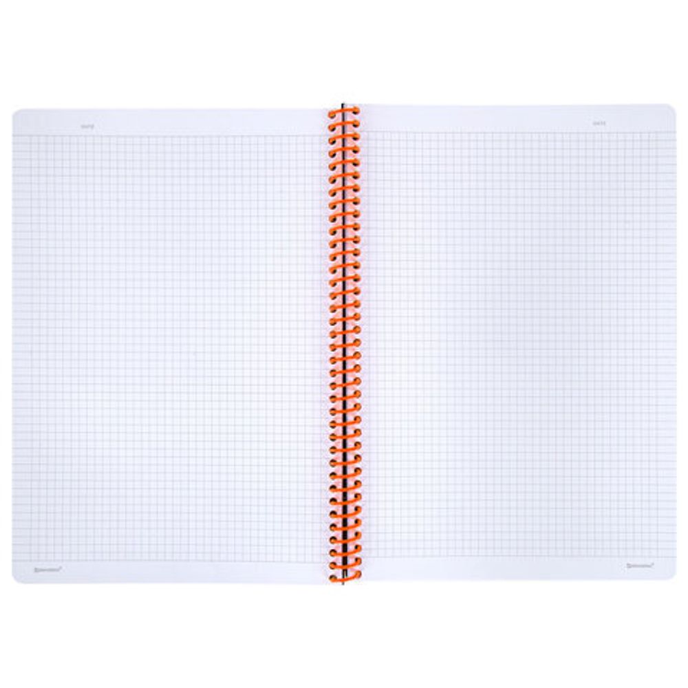 Тетрадь обложка пластик, А4 80 л., спираль пластик, резинка, клетка, BRAUBERG, черный/оранжевый, 405382