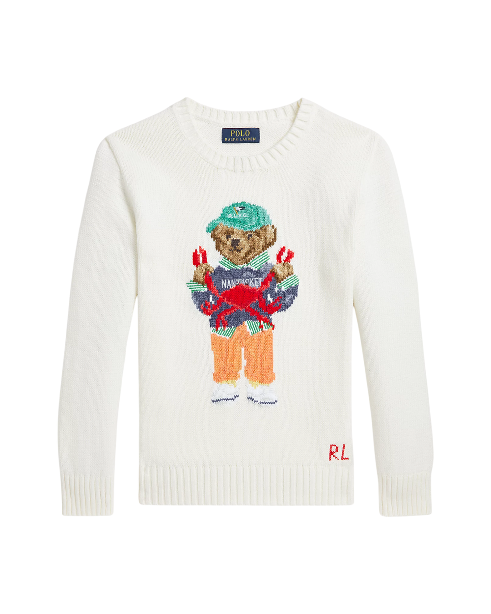 Свитер с принтом медвежонка из 100% хлопка Ralph Lauren