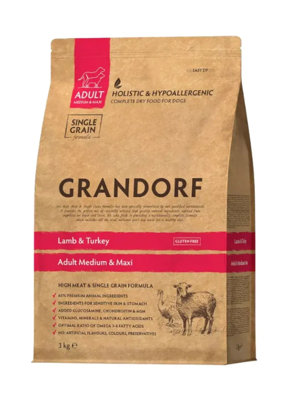 Grandorf Lamb & Turkey Medium&Maxi (Грандорф Медиум Макси) корм сухой ягненок и индейка для собак 3 кг