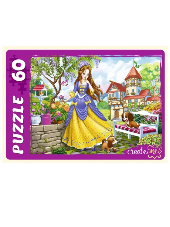 Пазл для детей 3 4 5 лет Принцесса с щенками 60 элементов